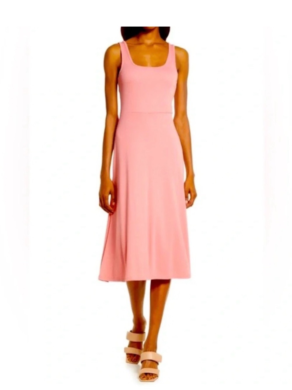Treasure & Bond coral mauve a-line tank ribbed midi dress